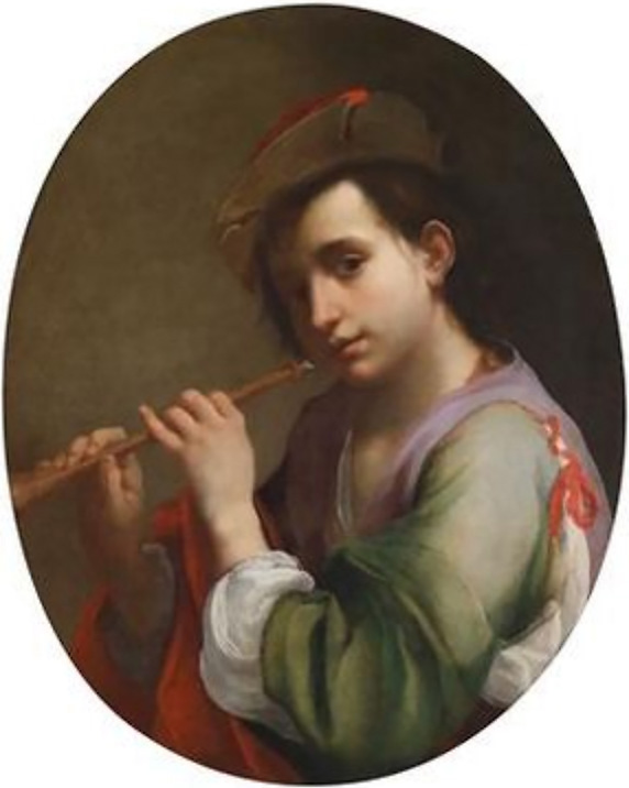 a youth playing the flute